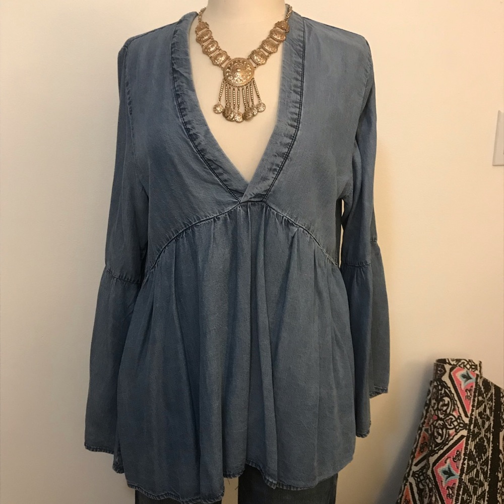 Chambray boho top